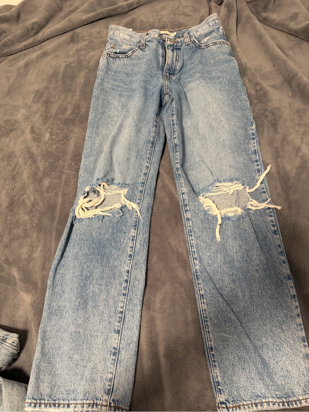 Levi's Light Blue Distressed Straight Leg Jeans